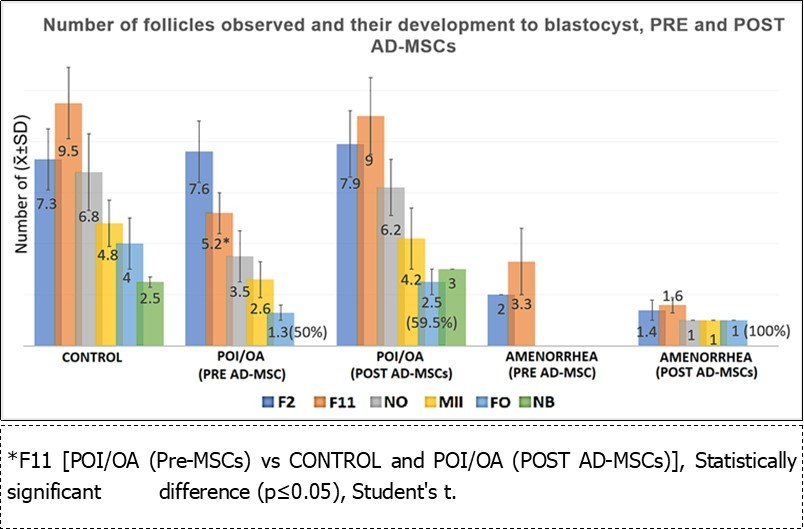 Follicle to blastocyst in different groups of patients (X̅±SD).