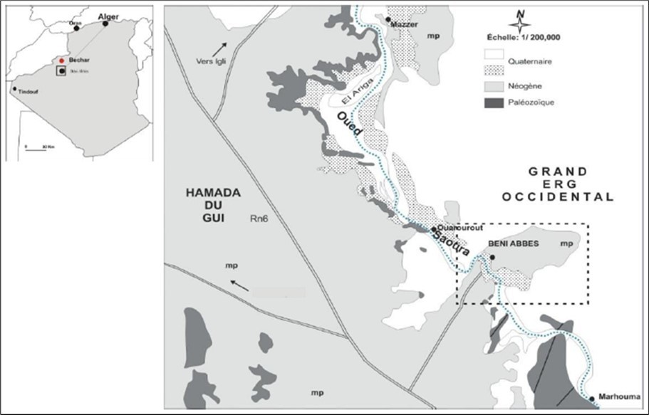 Location of the Béni Abbés Oasis in the Saoura Valley