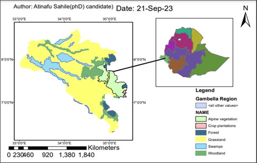 Map of Gambella regional state (by Author.2023)
