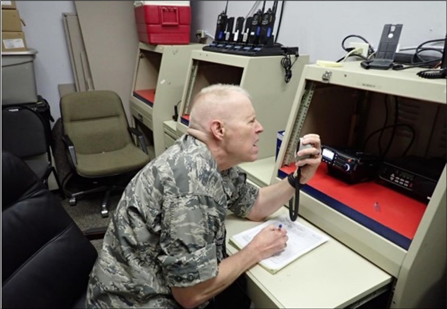 The author at Ellington JFAB w/ the Ellington Composite Squadron Texas 98 Wing participating in a routine Radio Communications Network exercise.