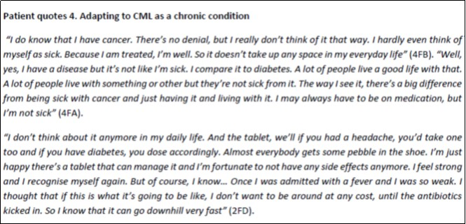 Adapting to CML as a chronic condition